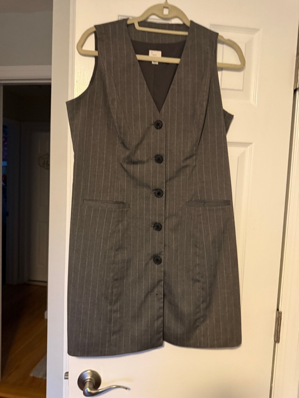 A new day Gray Pinstripe Sleeveless Sheath Dress